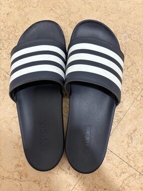 Adidas Men Adilette Aqua Black White Slide Sandal Size 13